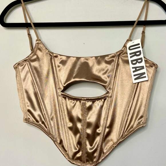 NWT Urban Outfitters Out from Under Gold Cutout Corset Top | Small - Picture 3 of 10